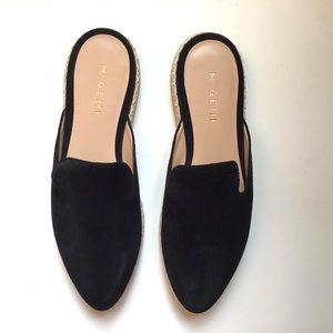 M Gemi Suede Leather Shoes Slip On Mules Flats Espadrille Black Women’s 39 Italy